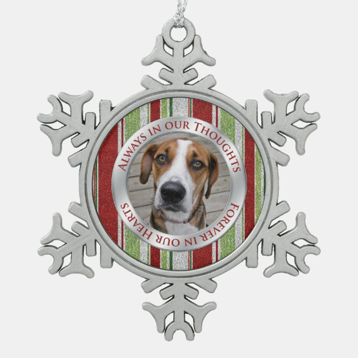 Pet Dog Memorial Photo Christmas Candy Cane Stripe Ornament