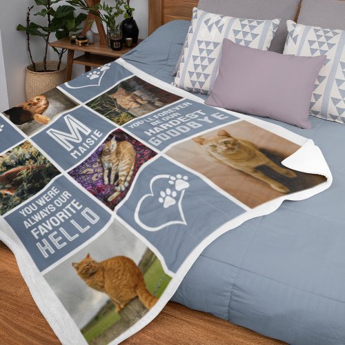 Pet Dog Memorial Photo Collage Fleece Blanket