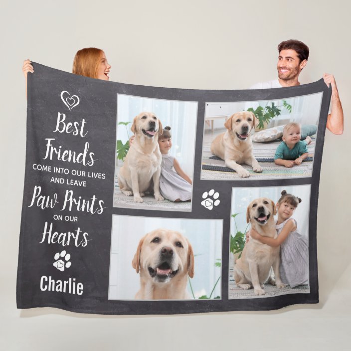 Pet Dog Memorial Photo Collage Keepsake Fleece Blanket Zazzle