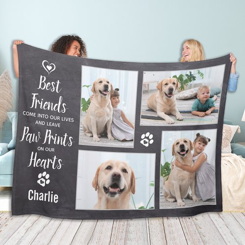 Pet Dog Memorial Photo Collage Keepsake Fleece Blanket