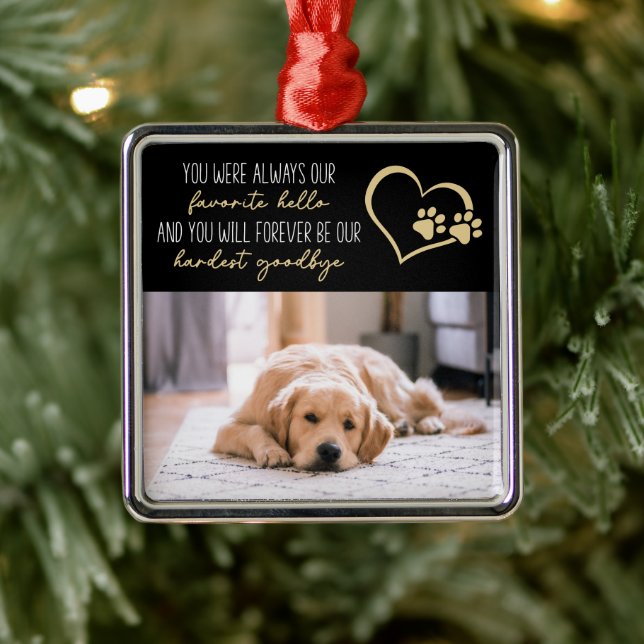 Pet Dog Memorial Photo Collage Metal Ornament (Tree)