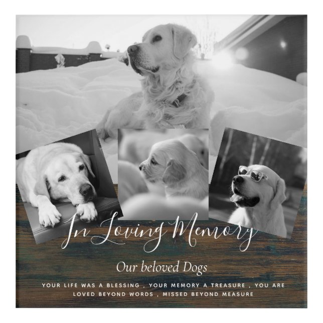 Pet Dog Memorial Photo Collage Remembrance Poem Acrylic Print (Front)