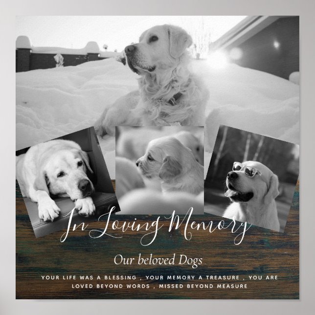 Pet Dog Memorial Photo Collage Remembrance Poem Poster (Front)