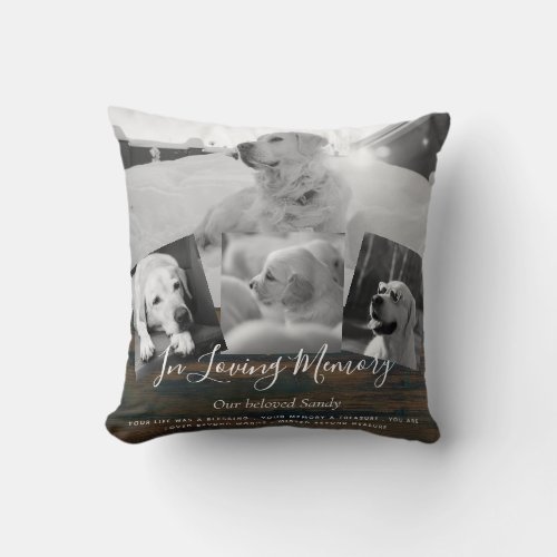Pet Dog Memorial Photo Collage Remembrance Poem Throw Pillow
