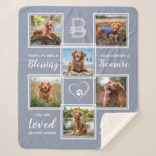 Pet Dog Memorial Photo Collage Sherpa Blanket