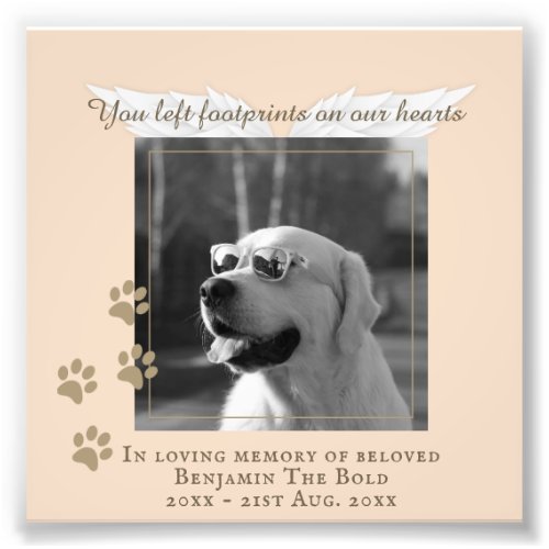 Pet Dog Memorial Photo Plaque Print Keepsake