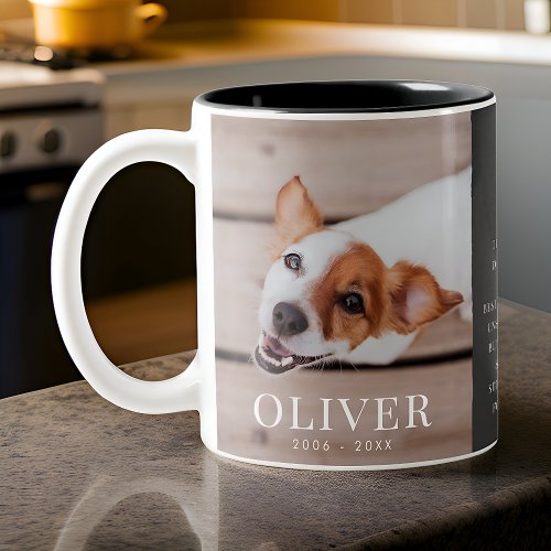 Pet Dog Memorial Quote Modern Simple Chic Photo Two_Tone Coffee Mug