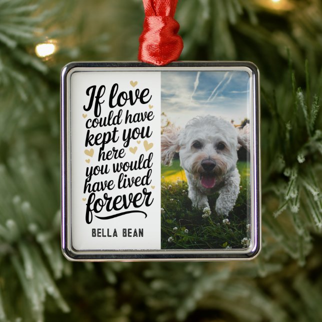 Pet Dog Memorial Quote Photo Metal Ornament (Tree)