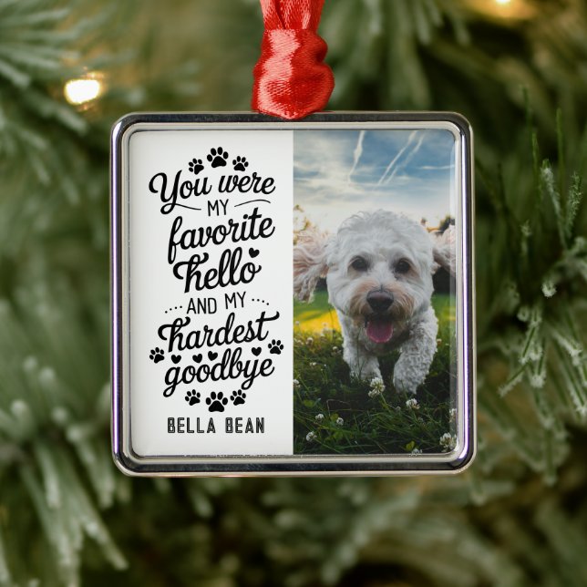 Pet Dog Memorial Quote Photo Metal Ornament (Tree)