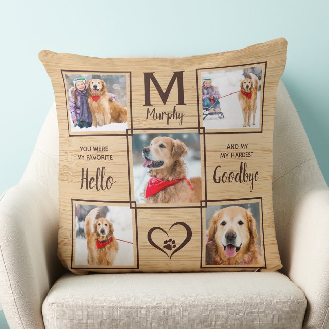 Pet Dog Memorial Remembrance Photo Collage Throw Pillow (Creator Uploaded)