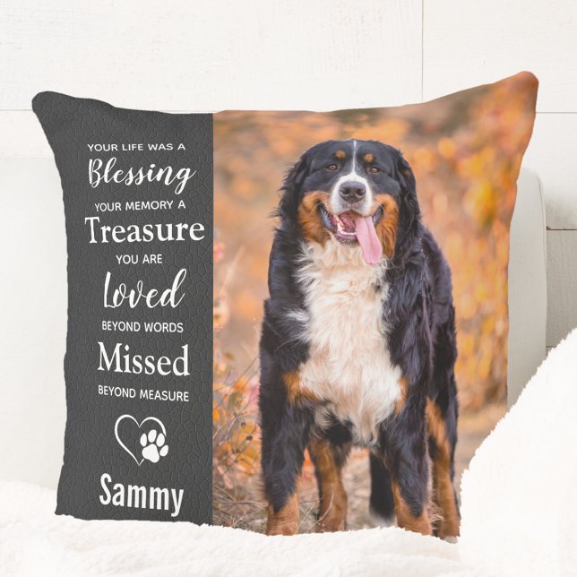 Pet Dog Memorial Remembrance Poem 2 Photo Throw Pillow (Creator Uploaded)