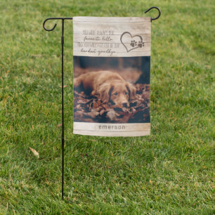 Pet Dog Memorial Rustic Wood Photo Garden Flag