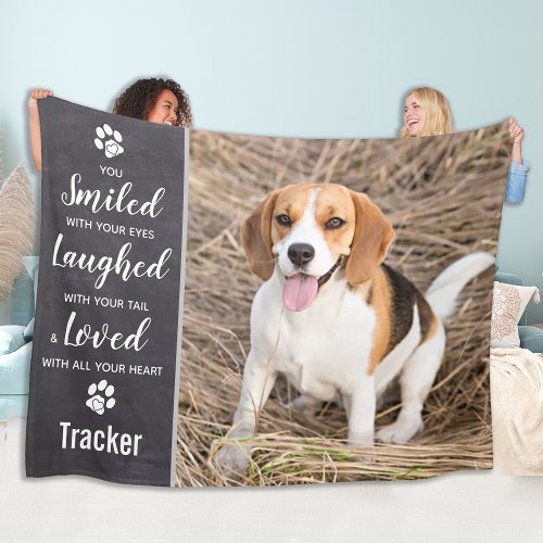 Pet Dog Memorial Smiled Laughed Loved Custom Photo Fleece Blanket