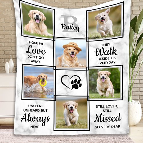 Pet Dog Memorial Sympathy Custom 6 Photo Collage  Fleece Blanket