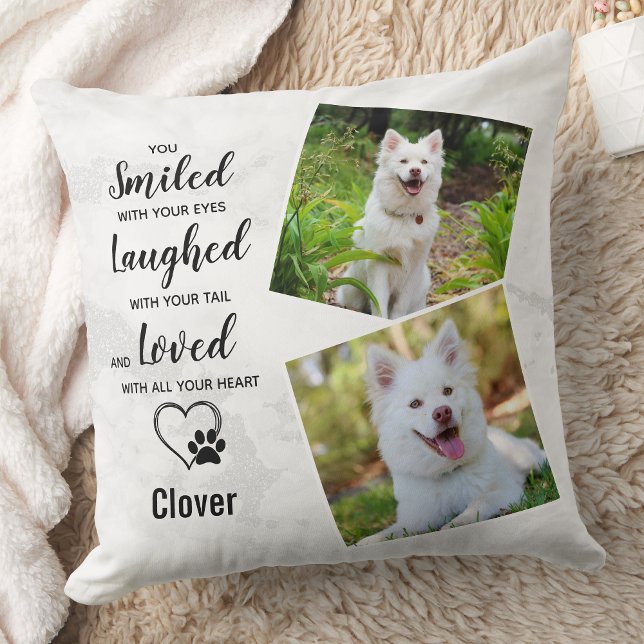 Pet Dog Memorial Sympathy Keepsake Photo Throw Pillow (Creator Uploaded)