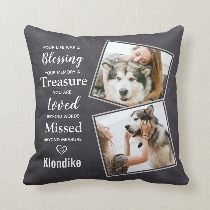 Pet Dog Memorial Sympathy Pet Loss Photo Throw Pillow