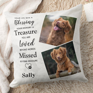 Pet Dog Memorial - Sympathy Quote Dog Photo Throw Pillow