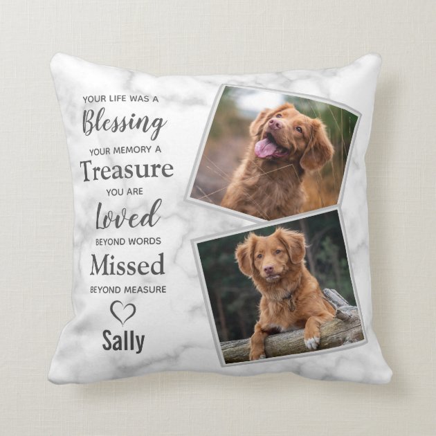 Paw Prints on My Heart Dog Lover Gifts Golden Retriever with Flowers and Feathers Throw Pillow 16x16 Multicolor