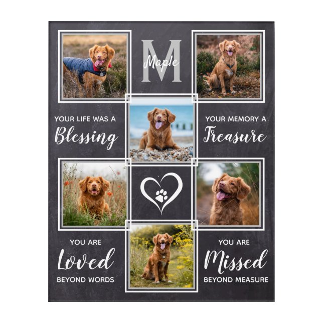 Pet Dog Memorial Unique Photo Collage Acrylic Print (Front)