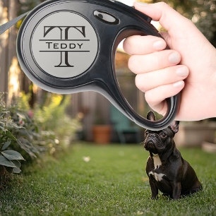 Pet Dog Monogram Tag Customize Name Retractable Pet Leash