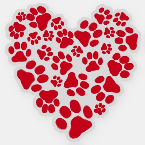 Pet Dog or Cat Paw Prints Heart Animal Lovers Sticker