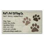 Pet Dog or Cat Paw Prints on Faux Weatherd Wood Magnetic Business Card Pet Dog or Cat Paw Prints on Faux Weatherd Wood Magnetic Business Card