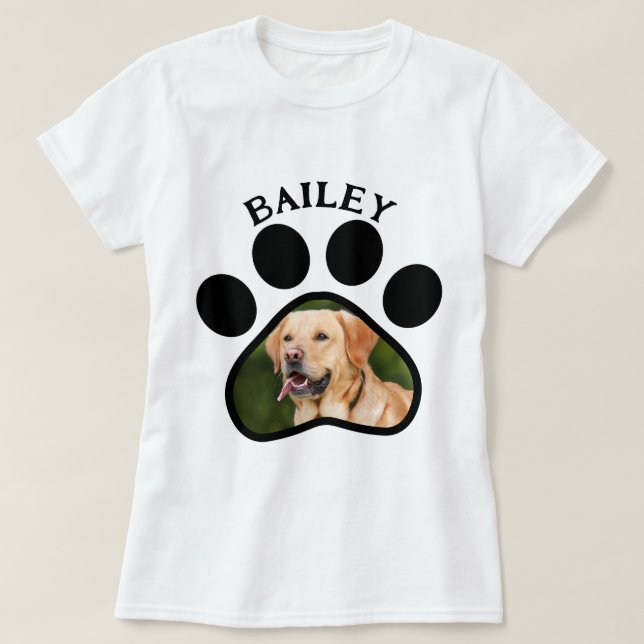 Pet Dog or Cat Photo Paw Print  T-Shirt (Design Front)