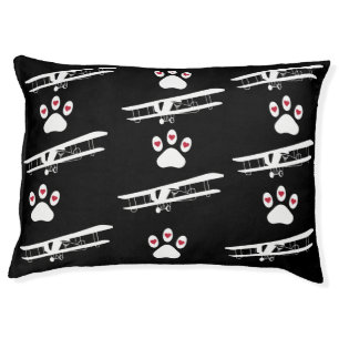 Pet Dog Paw Print & Airplane, Simple Cute Aviation Bed