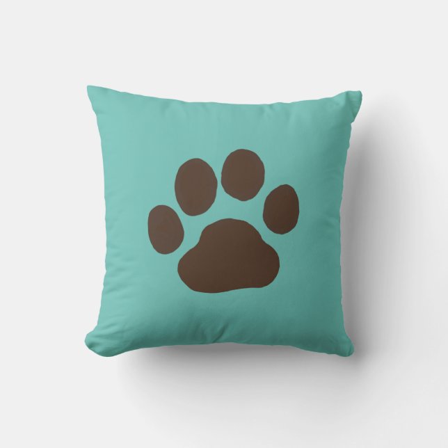 Pet Dog Paw Print | Cool Canine Lover's Throw Pillow (Front)