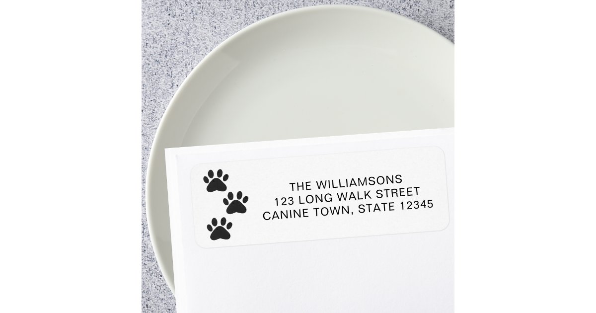 Pet Dog Paw Print Return Address Label | Zazzle