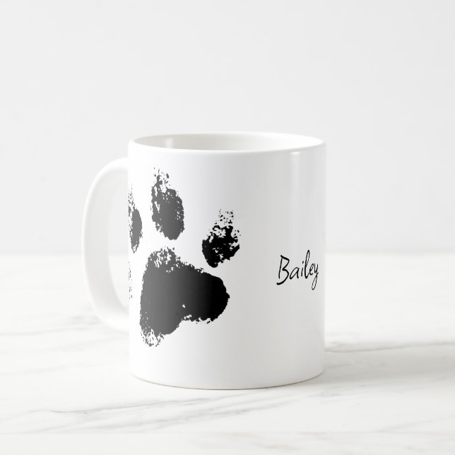 Pet Dog Paw with Custom Name Coffee Mug (Front Left)