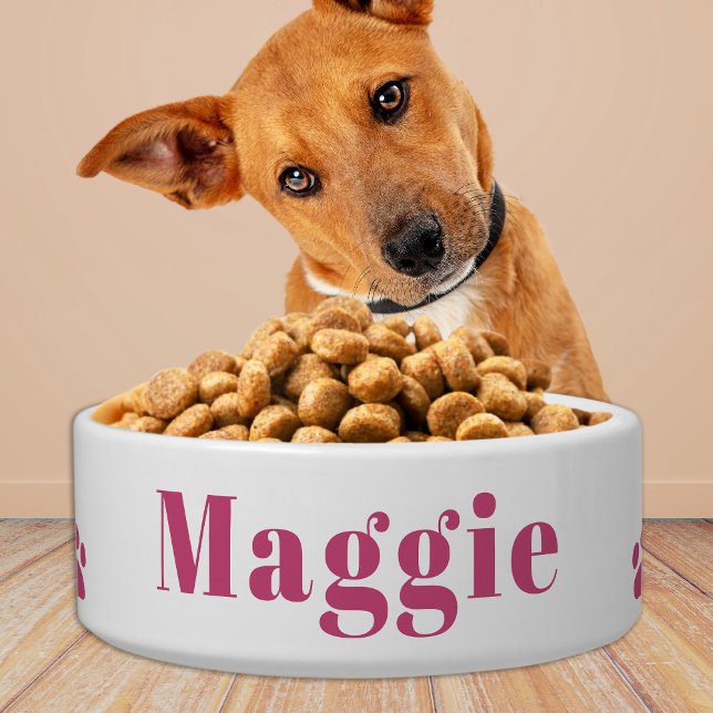 Pet Dog Personalized Food Water Pink Ceramic Bowl (Creator Uploaded)