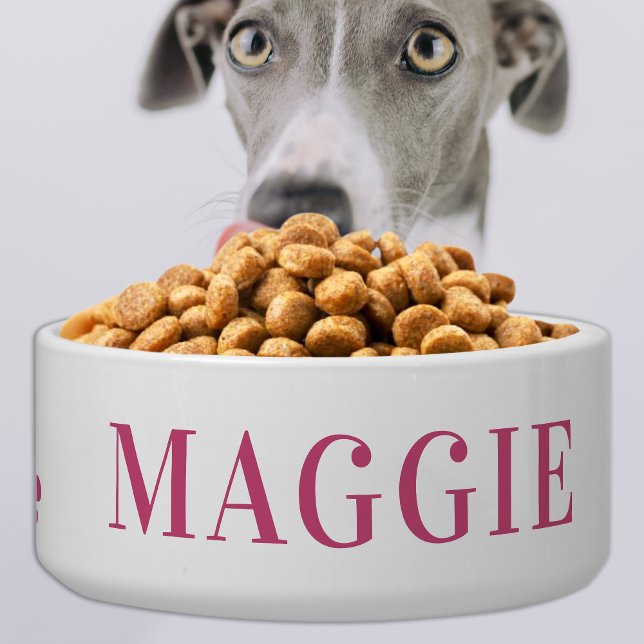 Pet Dog Personalized Pink Food Water Ceramic Bowl (Creator Uploaded)