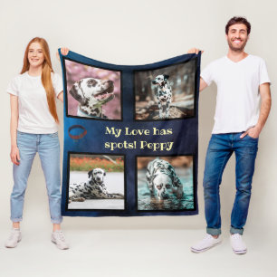 Pet dog photo collage dalmatian fleece blanket