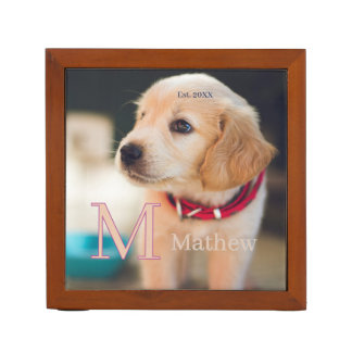 pet dog photo est year name monogram cat parent desk organizer