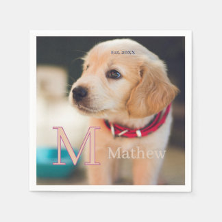 pet dog photo est year name monogram cat parent napkins
