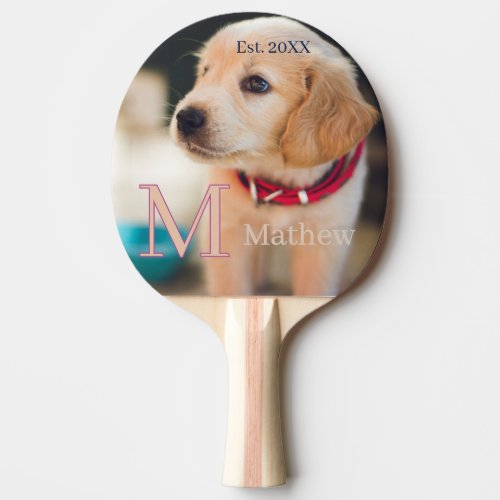 pet dog photo est year name monogram cat parent ping pong paddle
