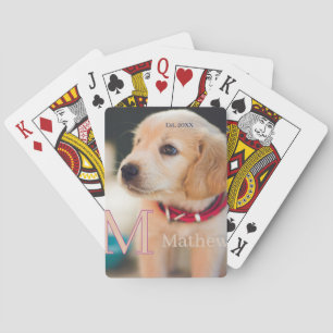 pet dog photo est year name monogram cat parent poker cards