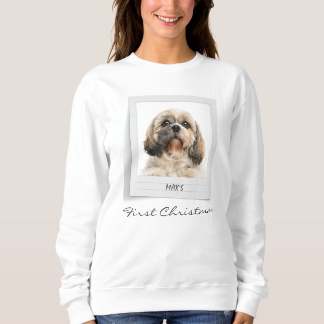 Pet Dog Photo First Christmas Personalized Sweatshirt (Front)