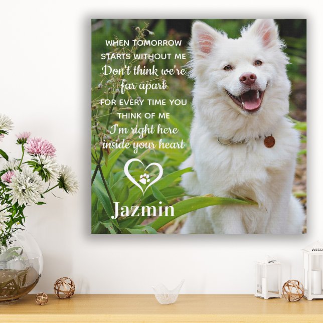 Pet Dog Photo Memorial - Pet Loss Sympathy Quote Faux Canvas Print (Creator Uploaded)