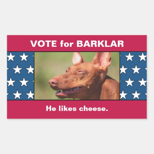 Pet Dog Photo On Funny USA Flag Election Campaign Rectangular Sticker
