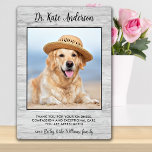 Pet Dog Photo Personalized Veterinarian Thank You Plaque<br><div class="desc">Say 'Thank You' to your wonderful veterinarian with a cute personalized pet photo plaque from the dog! Personalize with the pet's name & favorite photo. This veterinary appreciation gift will be a treasure keepsake. Customize for Vet Assistant, Vet Tech or Veterinary Title. COPYRIGHT © 2020 Judy Burrows, Black Dog Art...</div>