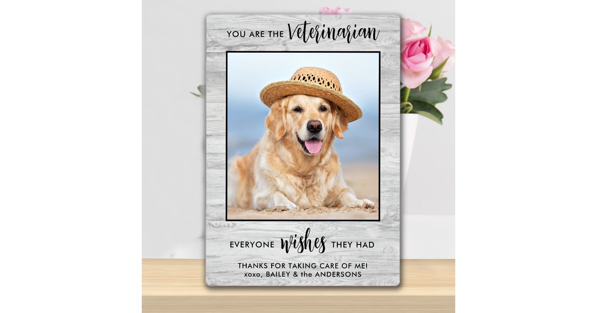Pet Dog Photo Personalized Veterinarian Thank You Plaque | Zazzle
