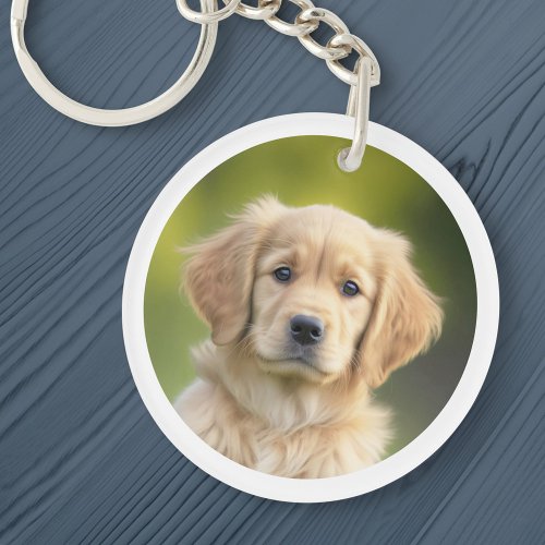 Pet dog photo photograph white border keychain