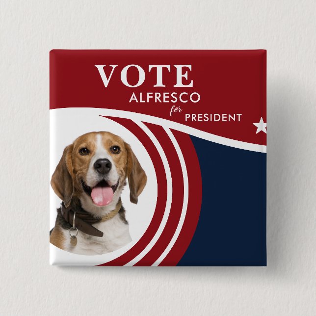 Pet Dog Photo Presidential Election 2024 Candidate Button (Front)