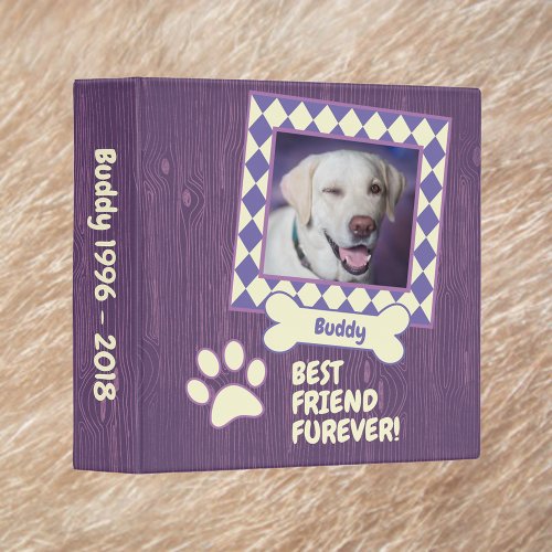 Pet Dog Photo Scrapbook Album Purple 3 Ring Binder