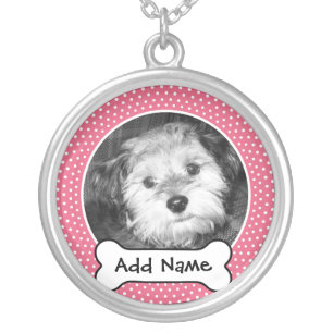 Pet Dog Photo Template Frame Silver Plated Necklace