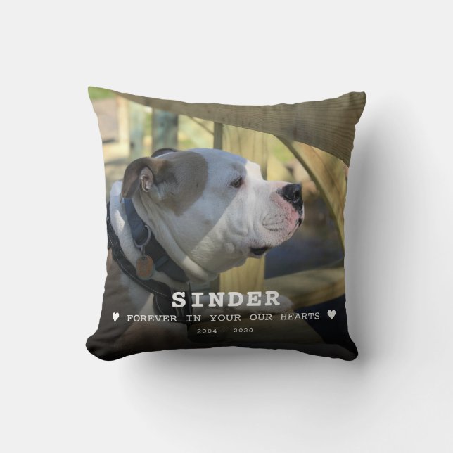 Pet Dog Poem Photo Memorial Keepsake Gray Teal Throw Pillow (Front)