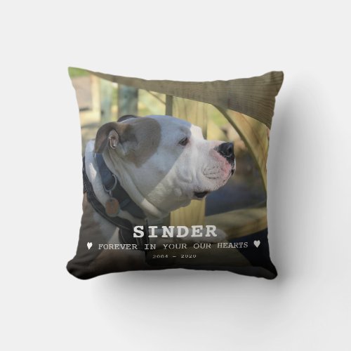 Pet Dog Poem Photo Memorial Keepsake Gray Throw Pillow
