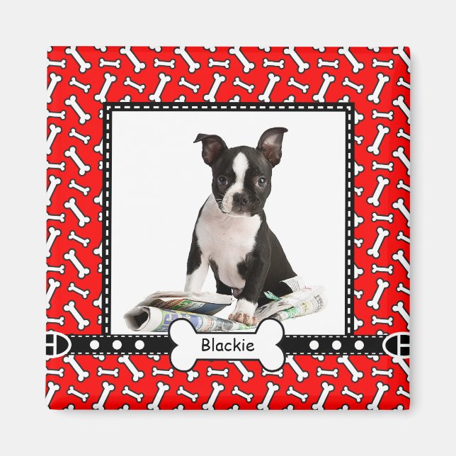 Pet Dog Portrait Photo Template Fridge Magnet (Front)